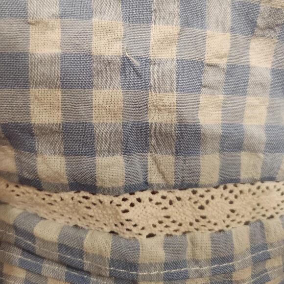 Day + moon blue and white plaid crossover halter top romper - Picture 5 of 6